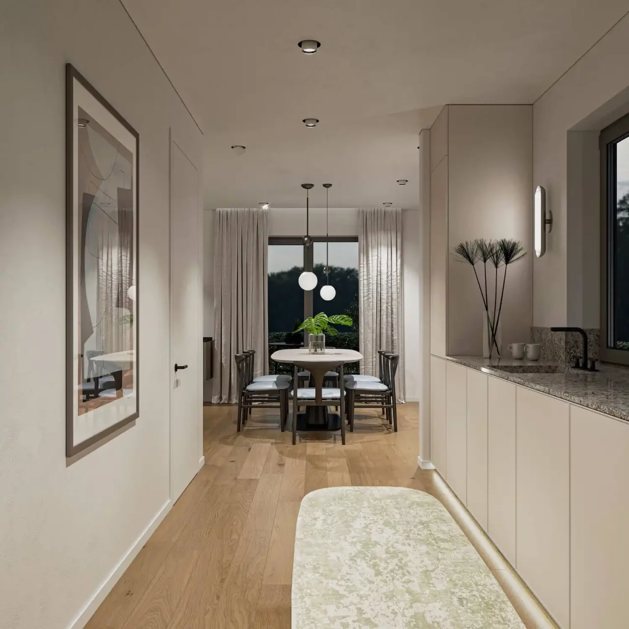 immoquartier22-haus-graz-küche-nacht