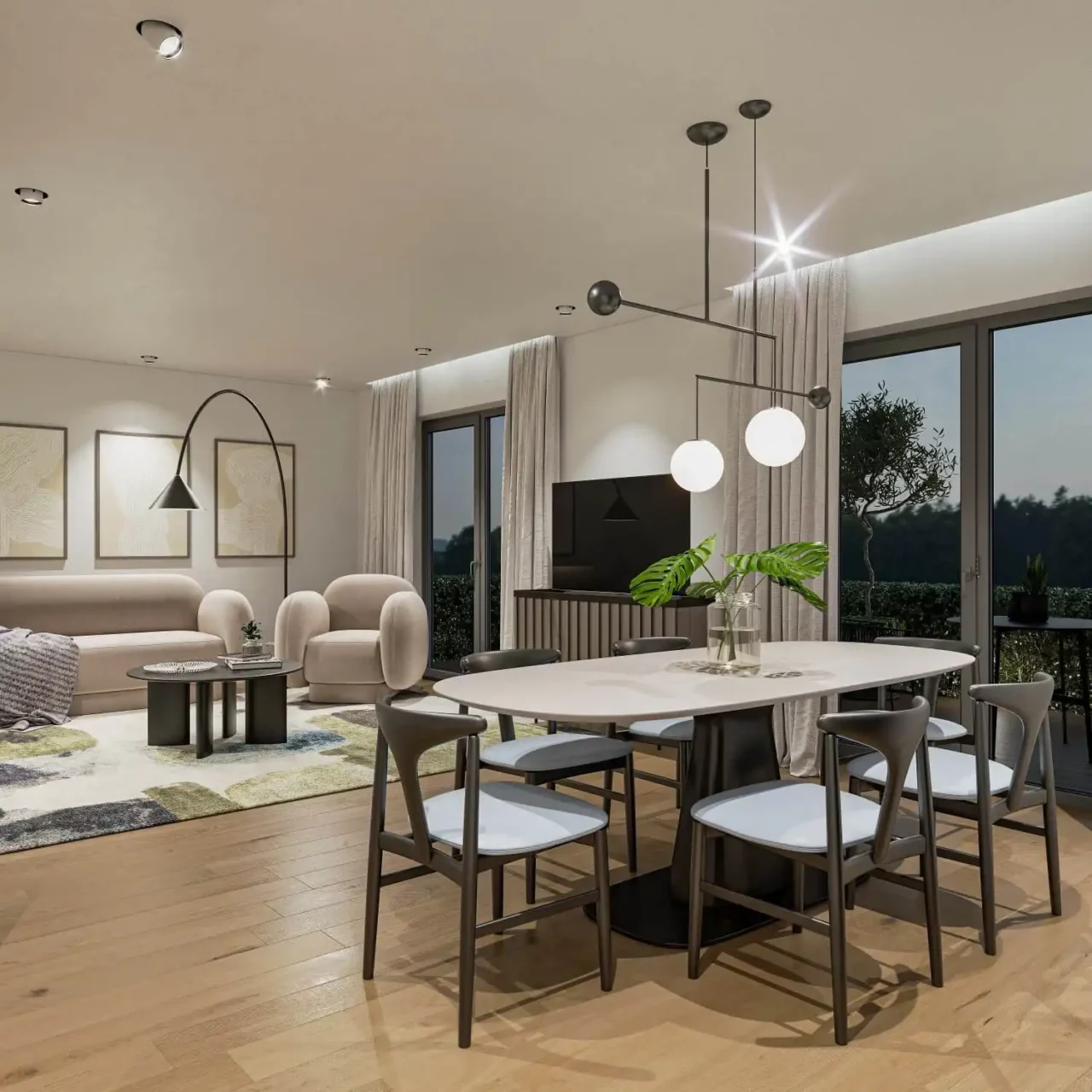 immoquartier22-haus-graz-wohnzimmer-nacht